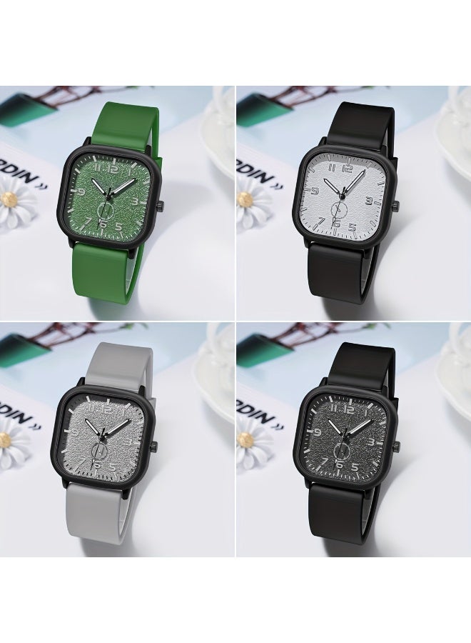 NIBEMINENT Stylish Minimalist Square Silicone Strap  Watch for Women, Unisex Men's Watch with Alloy Case, Business Casual - Image 2